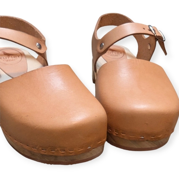 Kurier Clogs Charlie Low Heel Tan Light Brown Size 8.5 Round Toe - Picture 2 of 10